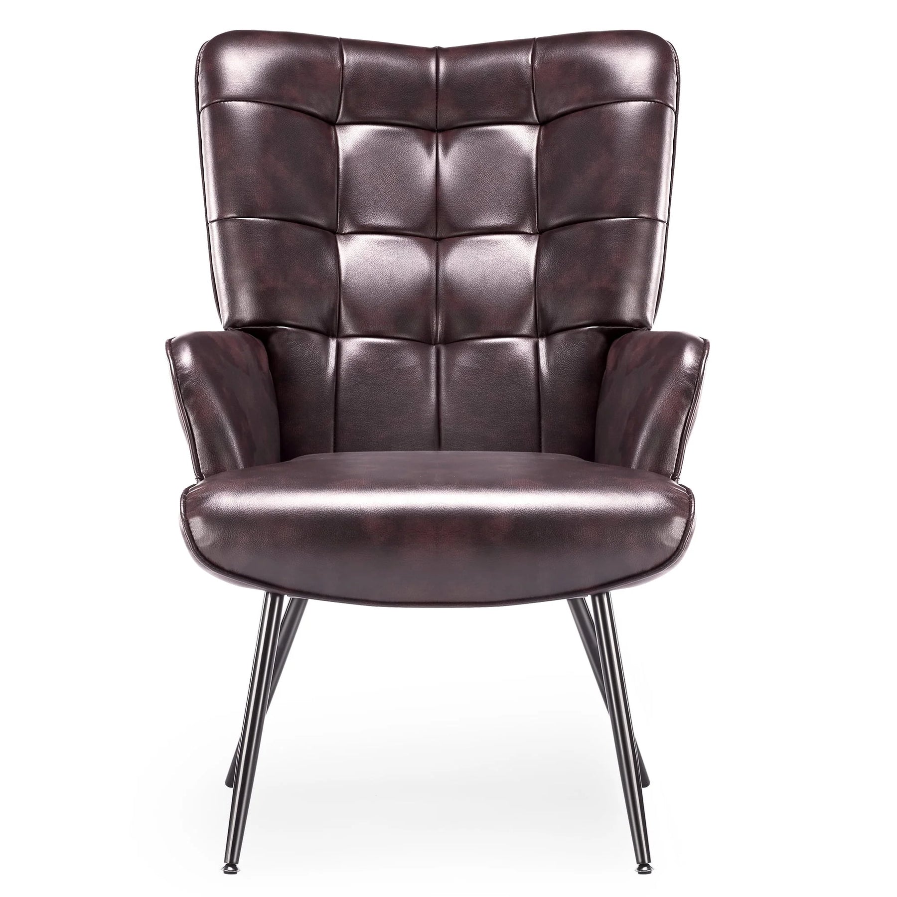 Unikome Livingroom Chair Modern Accent Chair, Faux Leather Wingback Accent Chair PU Leather Accent Chair for Home Office/Living Room/Bedroom, Maroon