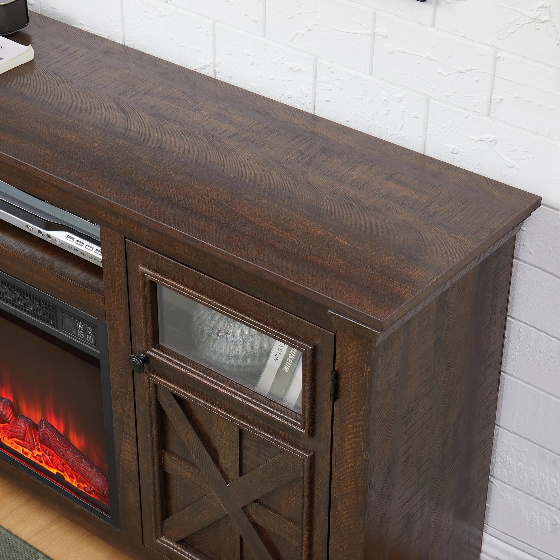 60" Farmhouse Fireplace TV Stand for Tvs up to 70 in, Entertainment Center with 18" Electric Fireplace - Product image 16