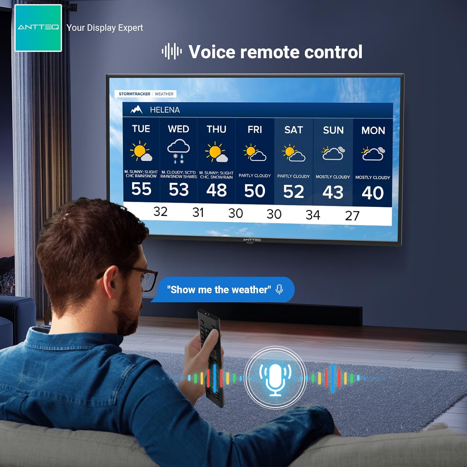 Antteq G24 Smart TV 24 Inches (60 cm) Television 220/12V Bluetooth Compatibility with Google Assistant Triple Tuner (DVB-S2/T2/C) WiFi Bluetooth HDMI USB Screen Mirroring Ideal Camping