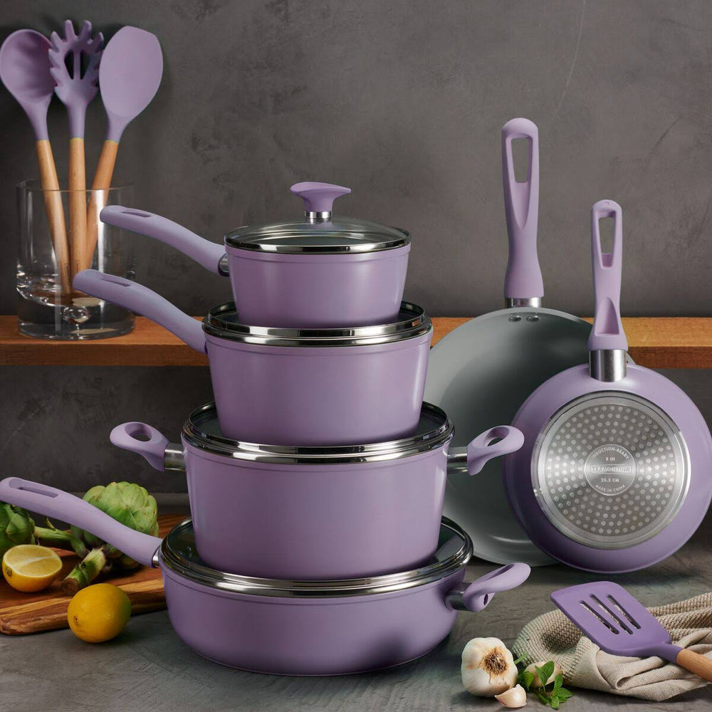 Tramontina Ceramic 14-Pc. Cookware Set, Purple