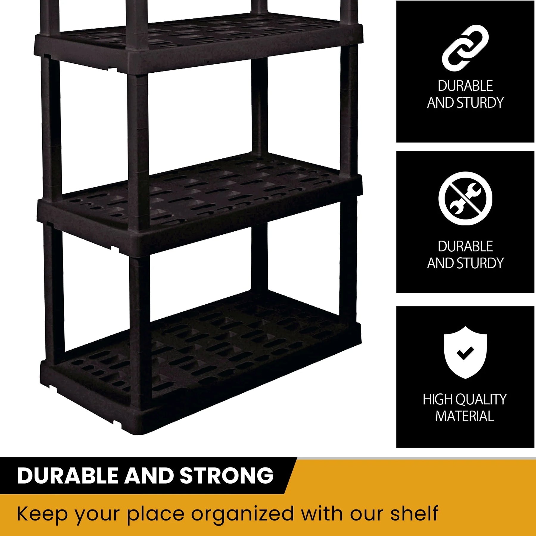 Hyper Tough Large 5 - Tier Shelving Unit, W36 x D18 x H74" Interlocking Multipurpose Organizer, Black - Product image 7