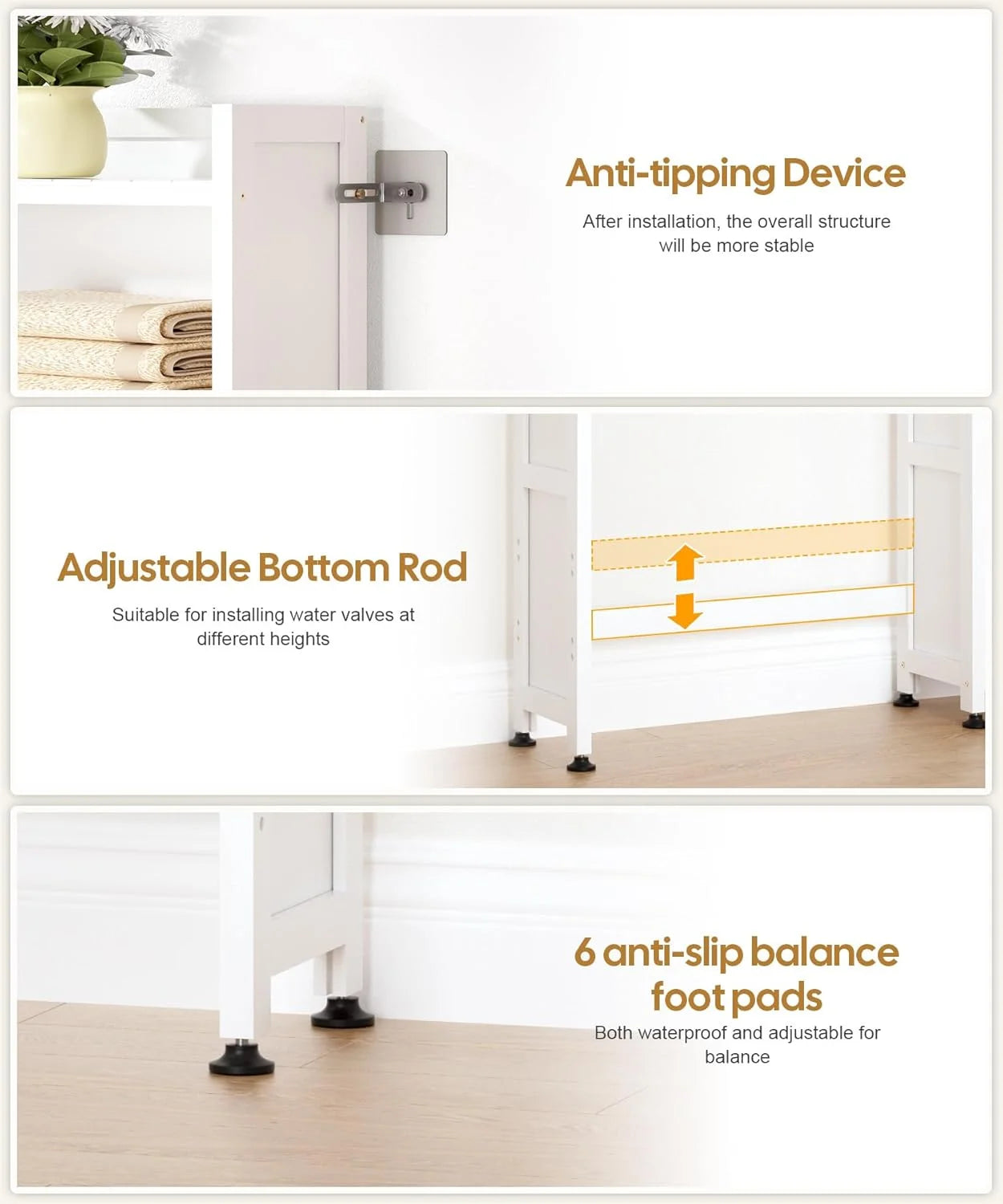 Over the Toilet Storage Cabinet with Acrylic Door Panel and Paper Towel Drawer, Bamboo Space Saver Shelf - Product image 4