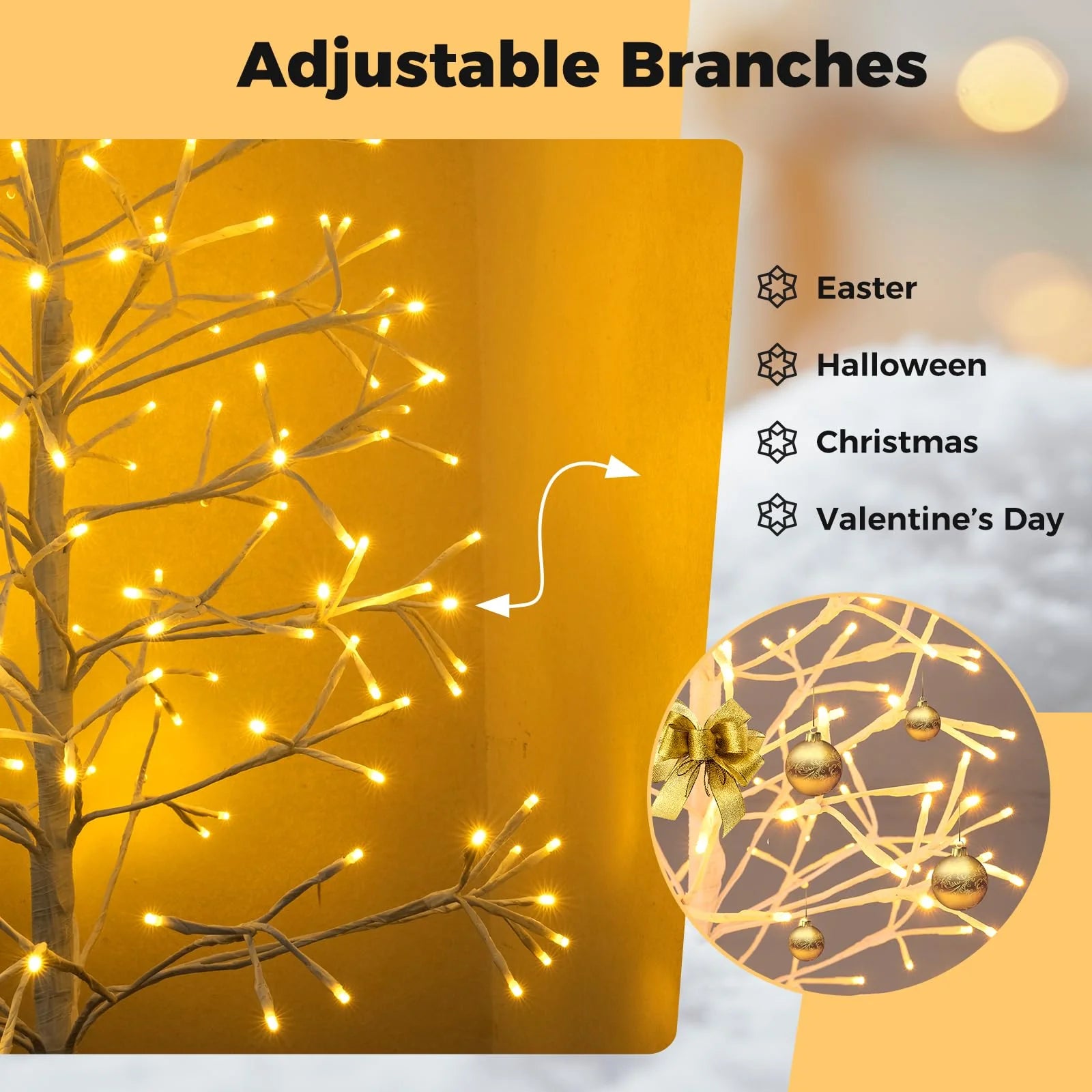 Tangkula Christmas Outdoor Lighted Birch Tree Pre-lit Decor with Warm White Light LED Lights - Product image 3