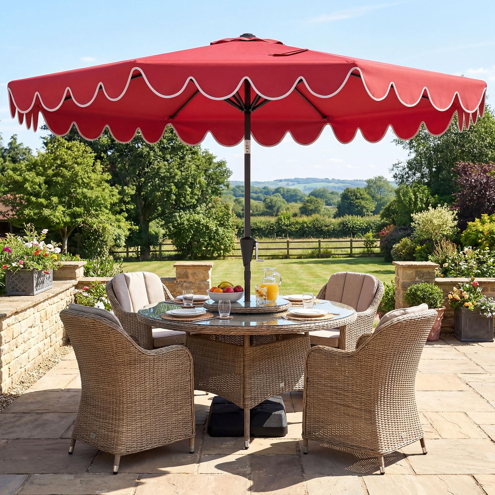 Tangkula 10 FT Patio Umbrella with Base Included with 2 Sandbags - Product image 9