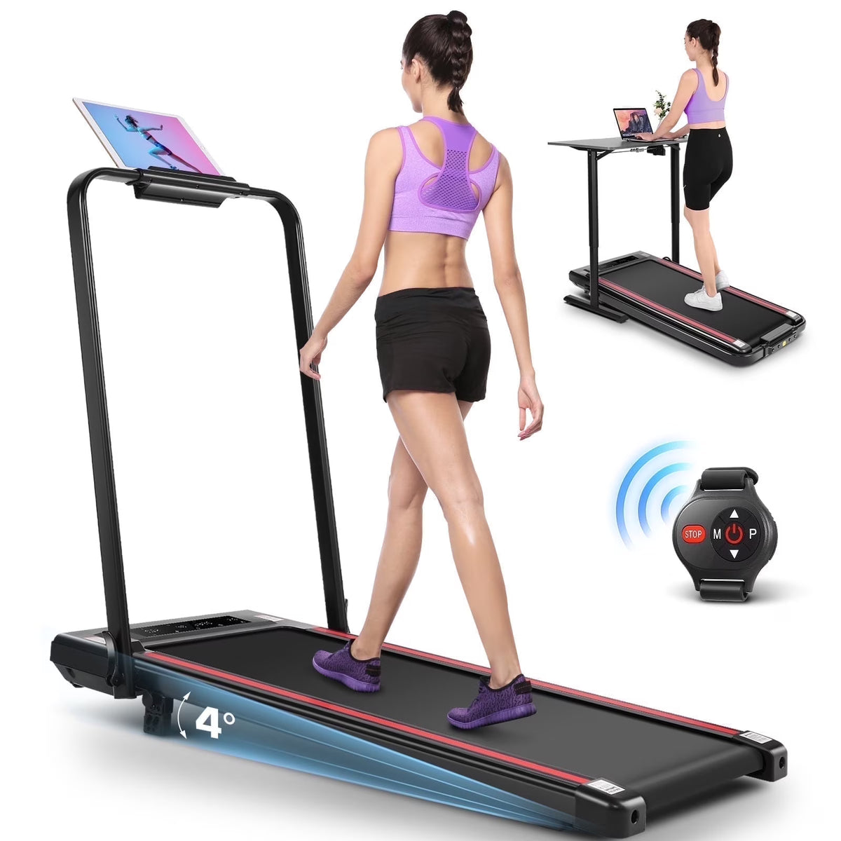 2 in 1 Walking Pad Treadmill with Incline, 2.5HP Under Desk Treadmill with Handle Remote Control & LED - Product image 5