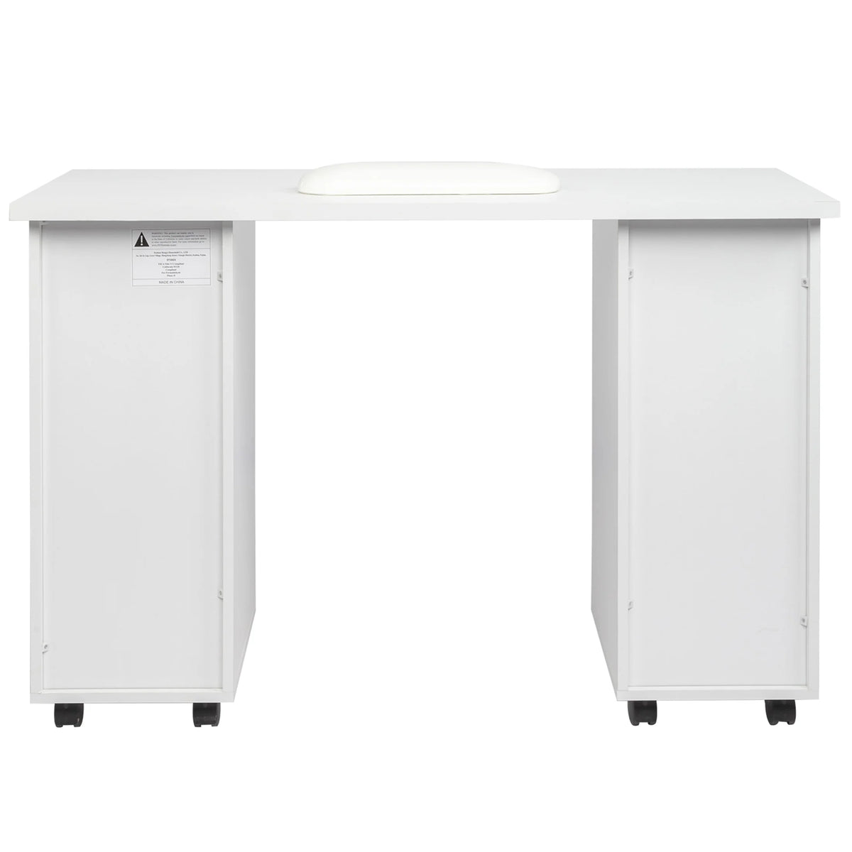 Sesslife White Computer Desk, Writing Desk with Lockable Wheels???modern Wood Study Desk with 4 Drawers - Product image 11