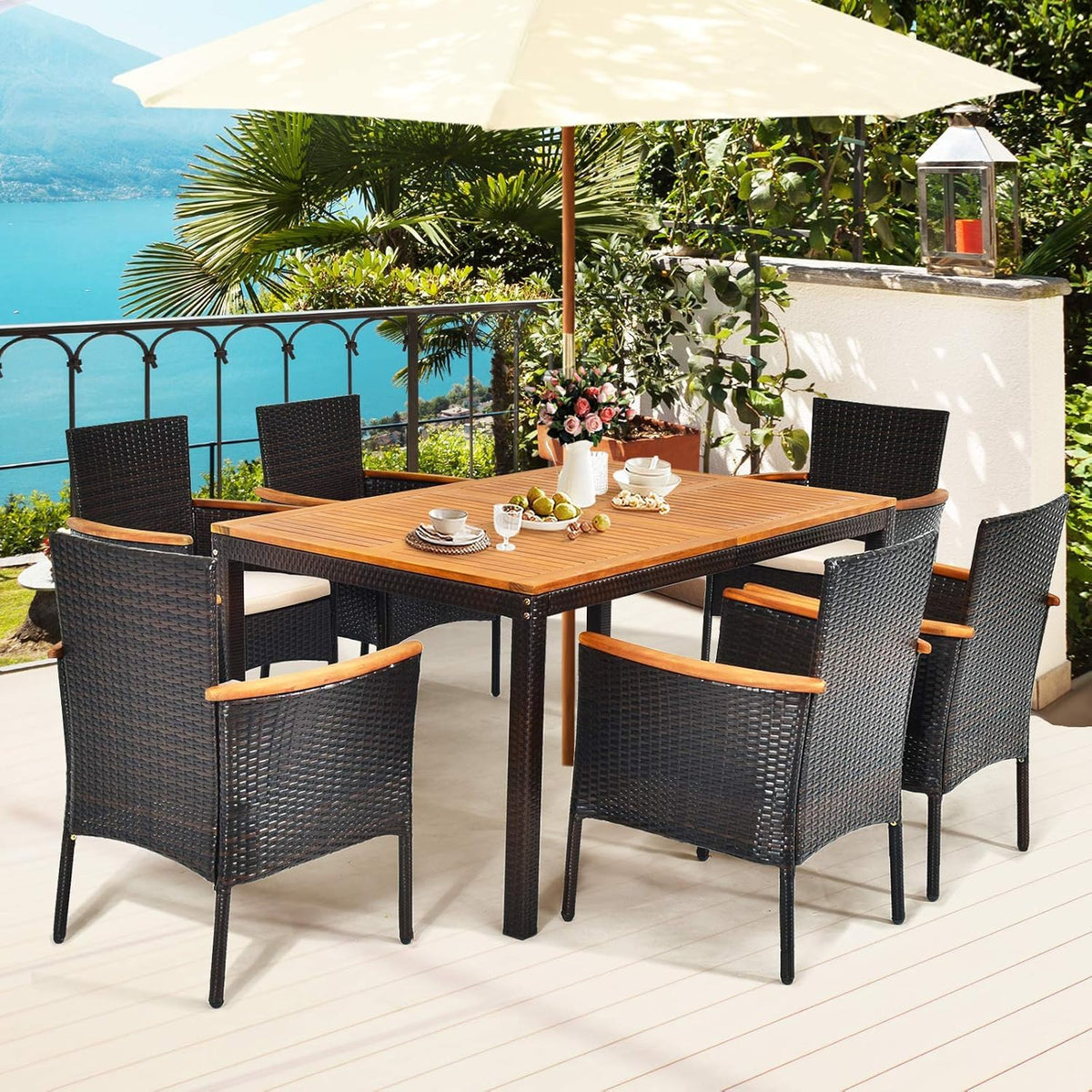 Tangkula Outdoor Patio Wicker Chairs Set of 6 for Poolside - Product image 4