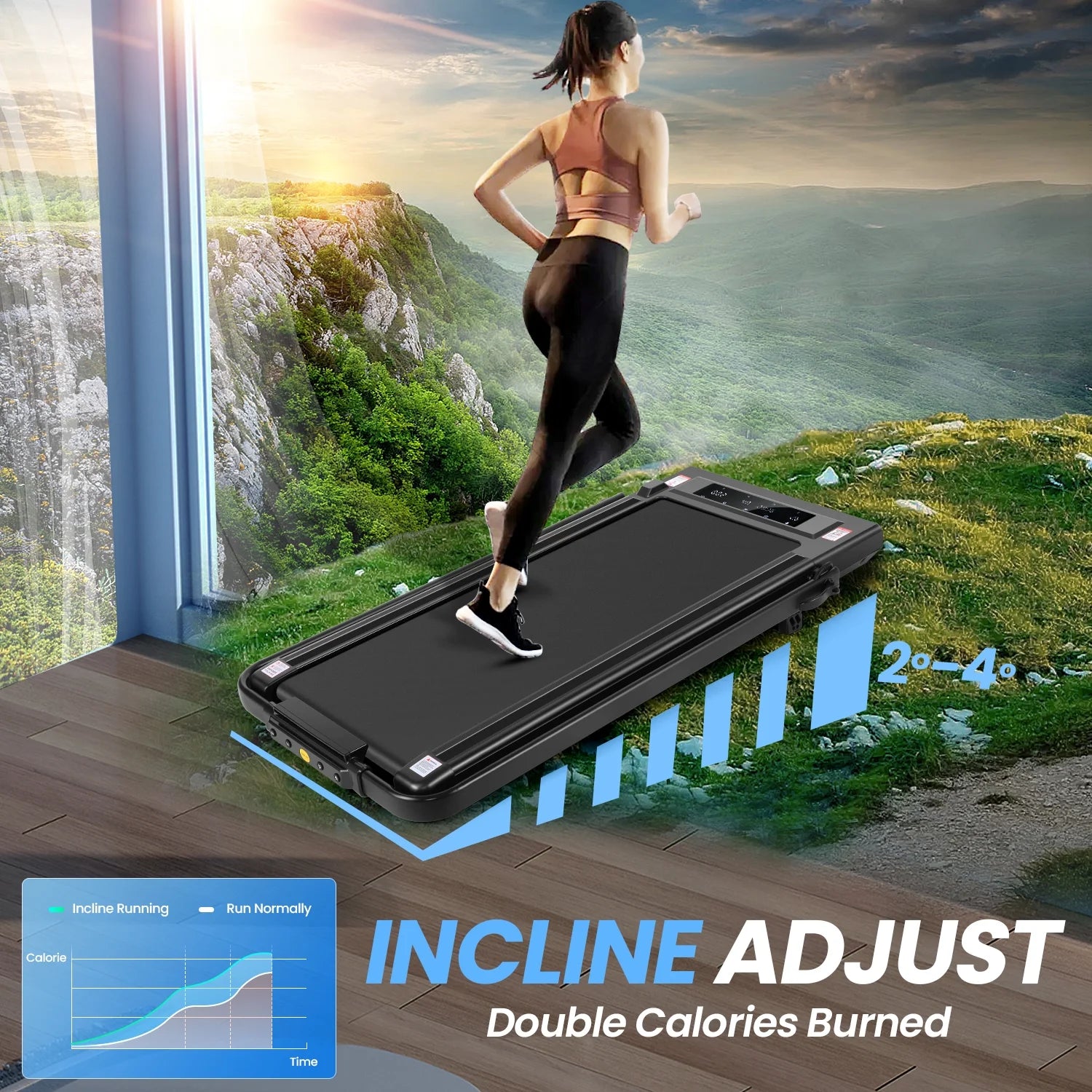 2 in 1 Walking Pad Treadmill with Incline, 2.5HP Under Desk Treadmill with Handle Remote Control & LED - Product image 12