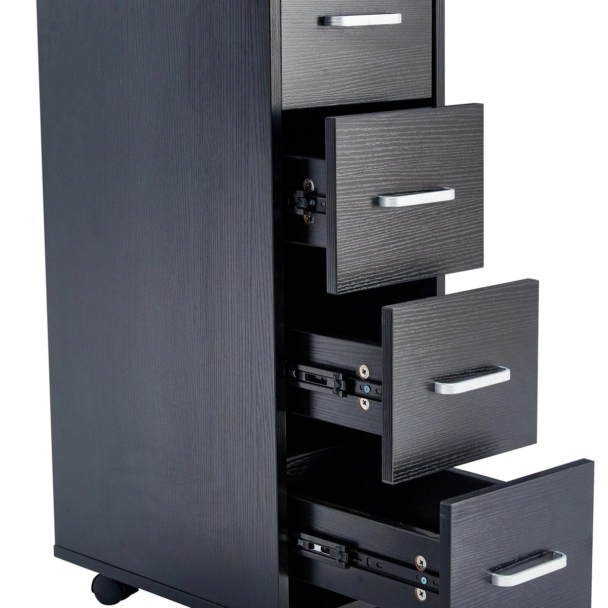 Sesslife White Computer Desk, Writing Desk with Lockable Wheels???modern Wood Study Desk with 4 Drawers - Product image 18