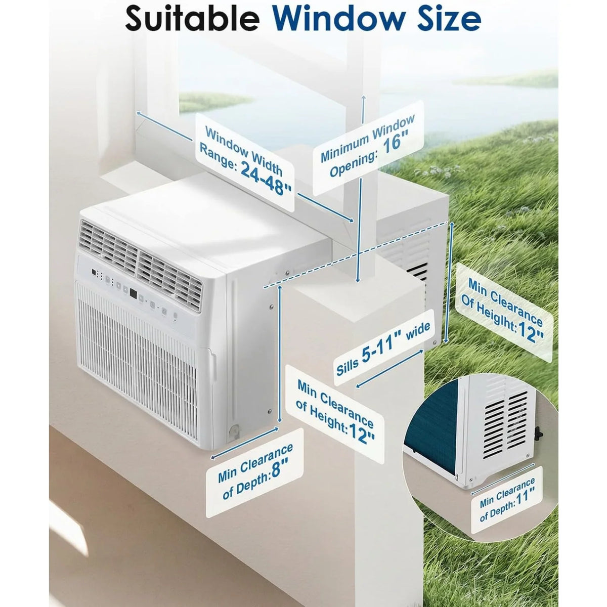 AECOJOY U-Shaped Window Air Conditioner 10, 000 BTU AC Unit with Full Window View, Cools 250 Sq. Ft - Product image 8