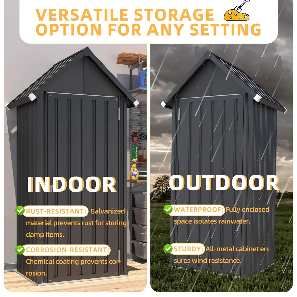 AECOJOY Vertical Outdoor Storage Cabinet with 2 Removeable Shelves - Product image 4