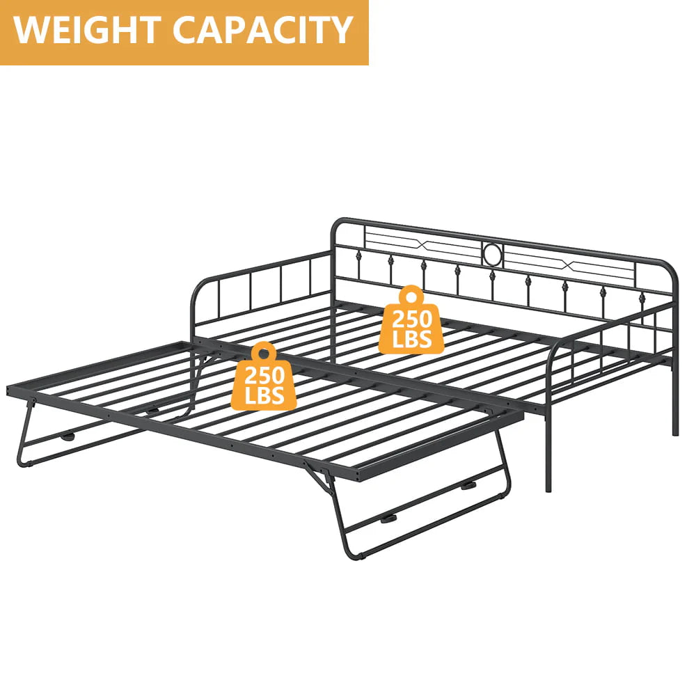 Sesslife Metal Daybed with Adjustable Trundle, Twin Size Daybed with Twin Size Pop up Trundle Bed, Heavy - Product image 4