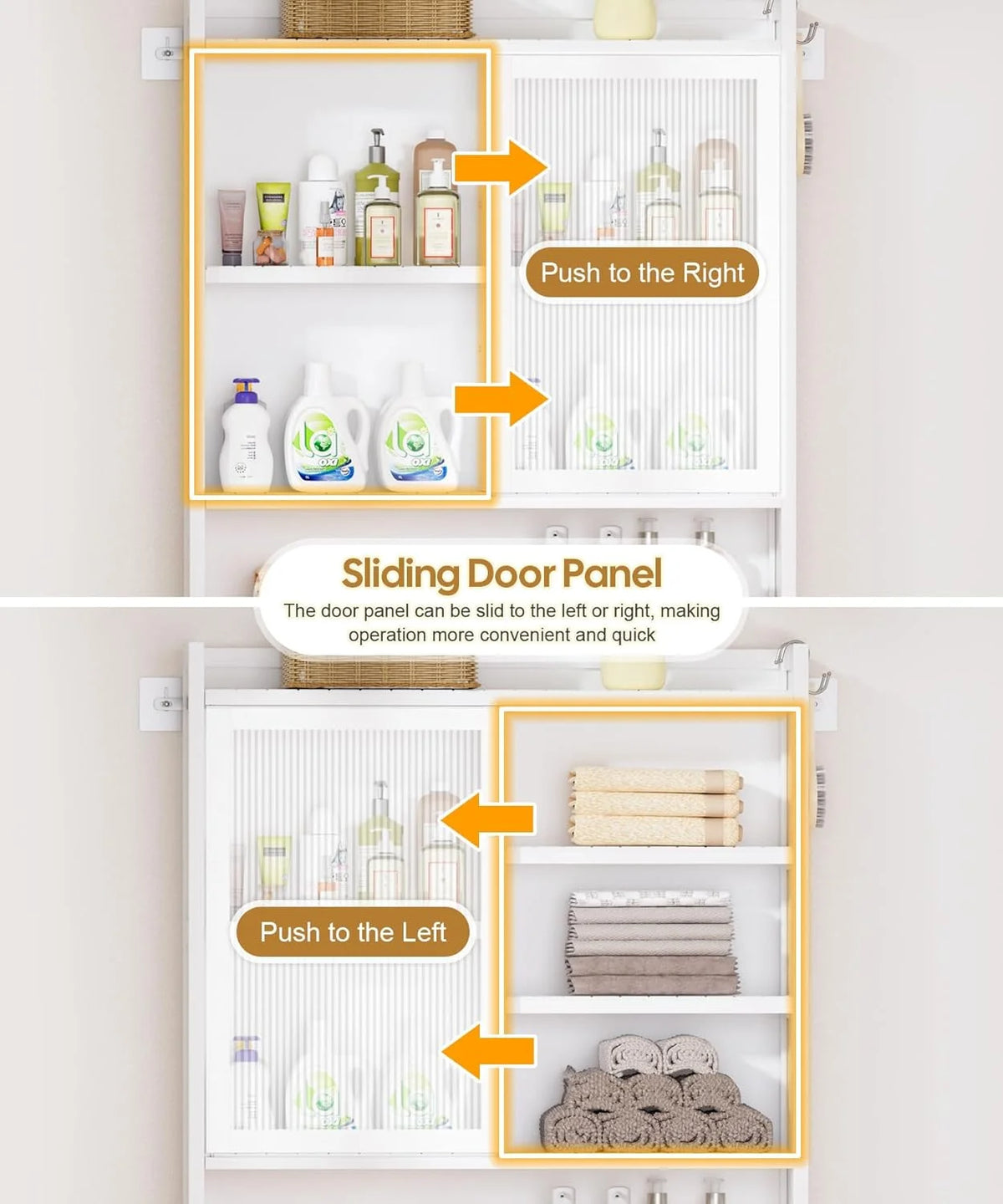 Over the Toilet Storage Cabinet with Acrylic Door Panel and Paper Towel Drawer, Bamboo Space Saver Shelf - Product image 3