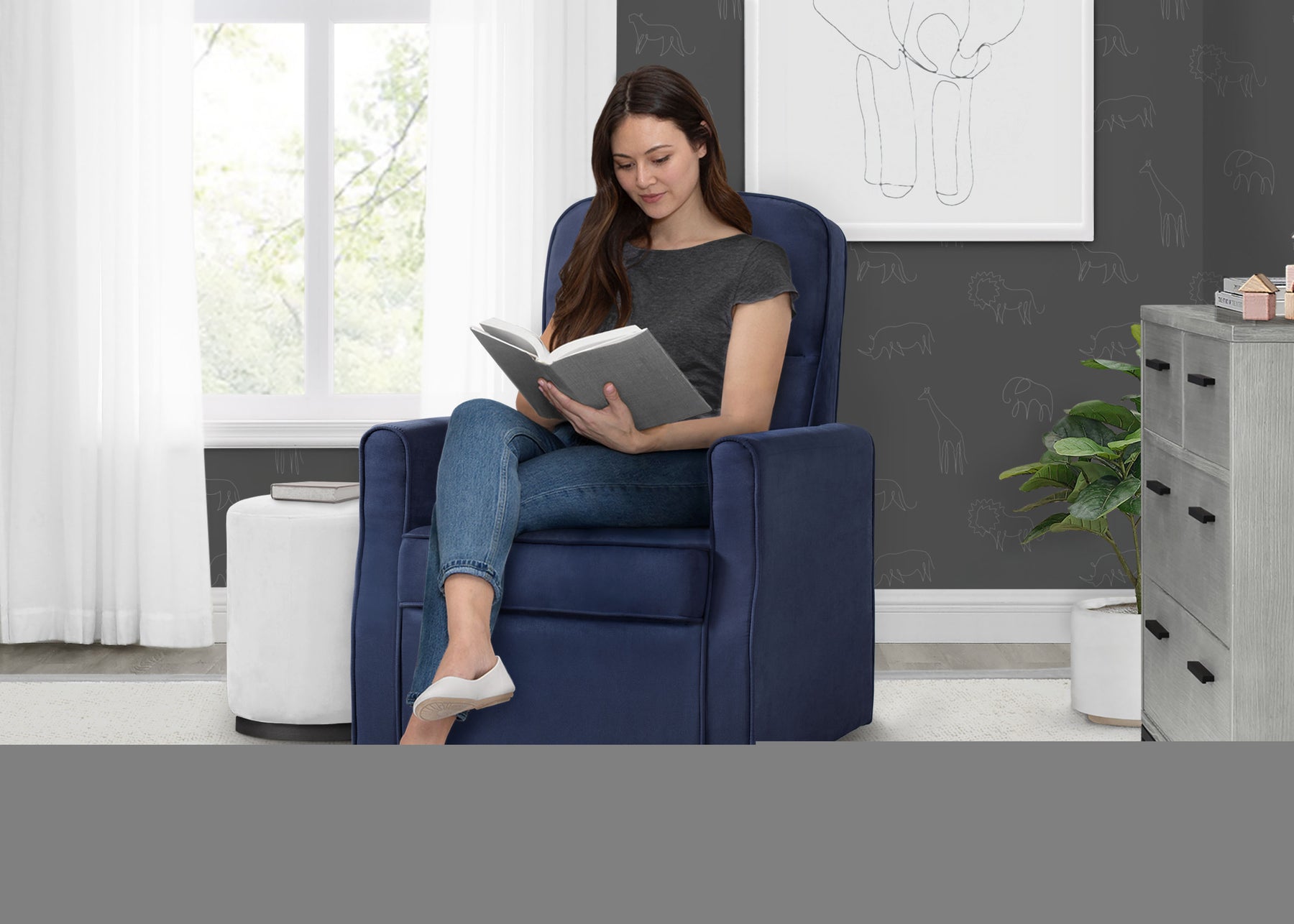 Delta Children Clair Slim Nursery Glider Swivel Rocker Chair. Navy - Product image 11