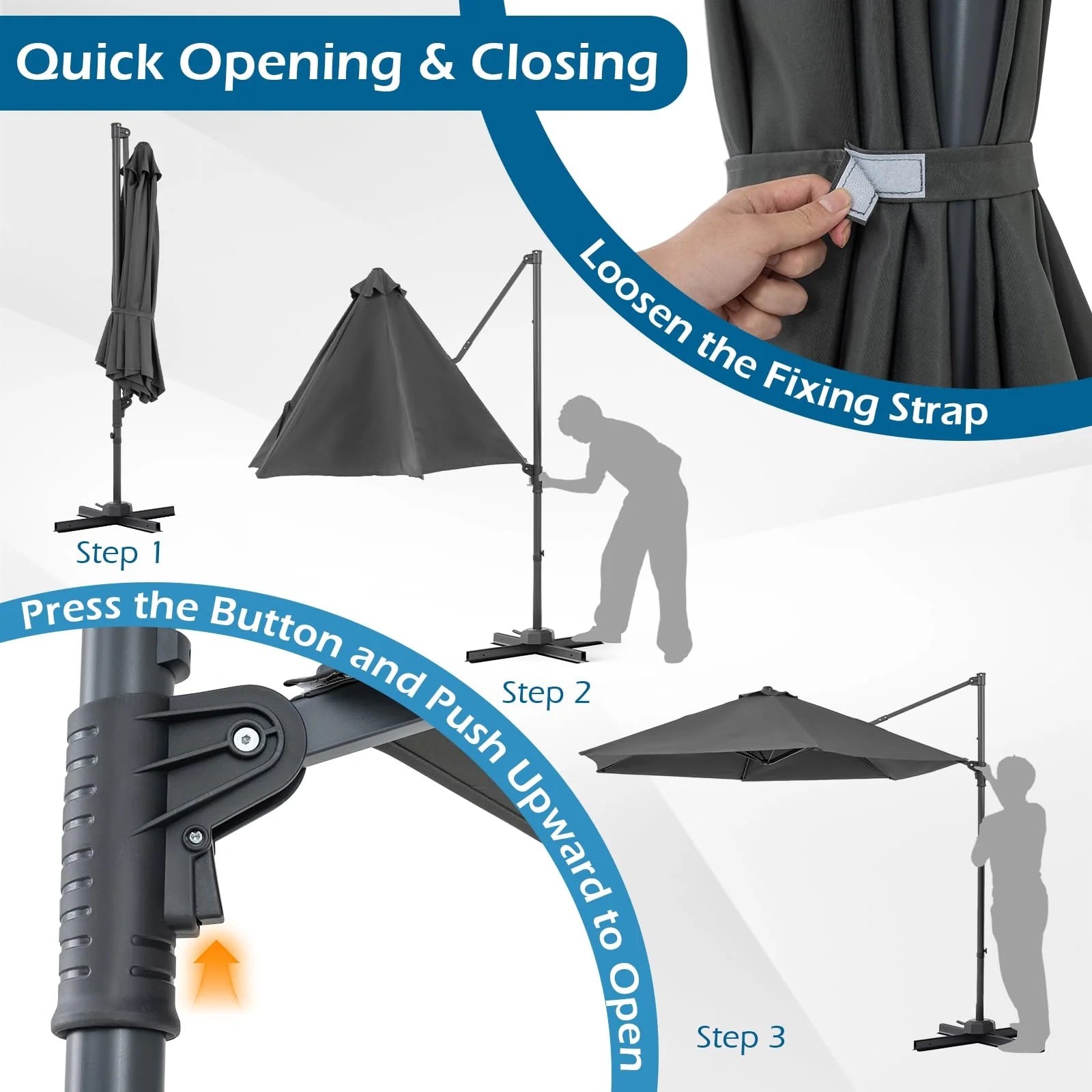 Tangkula 10FT Patio Umbrella Offset Cantilever Outdoor Umbrella - Product image 7
