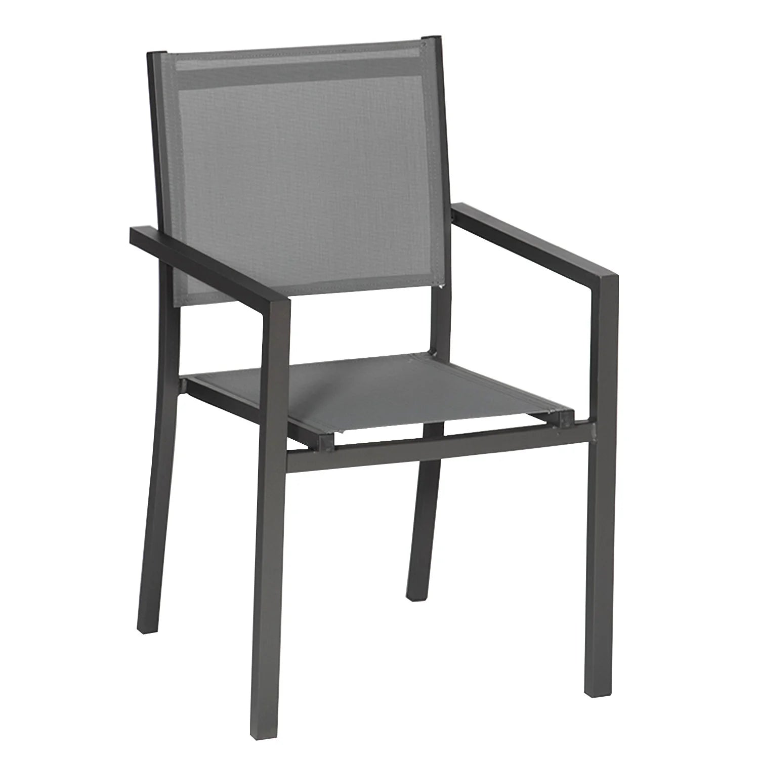 Set of 8 chairs in anthracite aluminum - gray textilene -