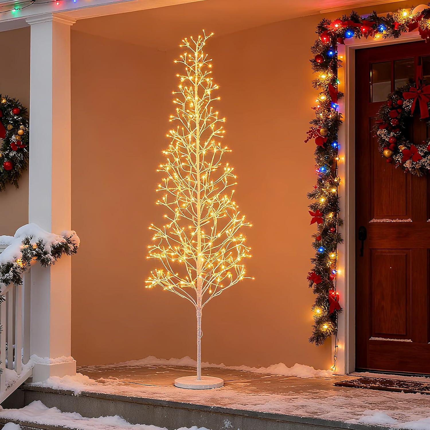 Tangkula Christmas Outdoor Lighted Birch Tree Pre-lit Decor with Warm White Light LED Lights - Product image 10