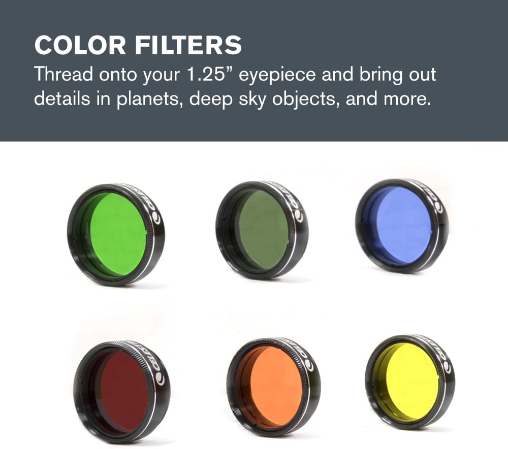 Celestron 94303 1.25 Inch Eyepiece and Filter Kit - 14 Pieces in Foam-Lined Metal Carrying Case, Silver