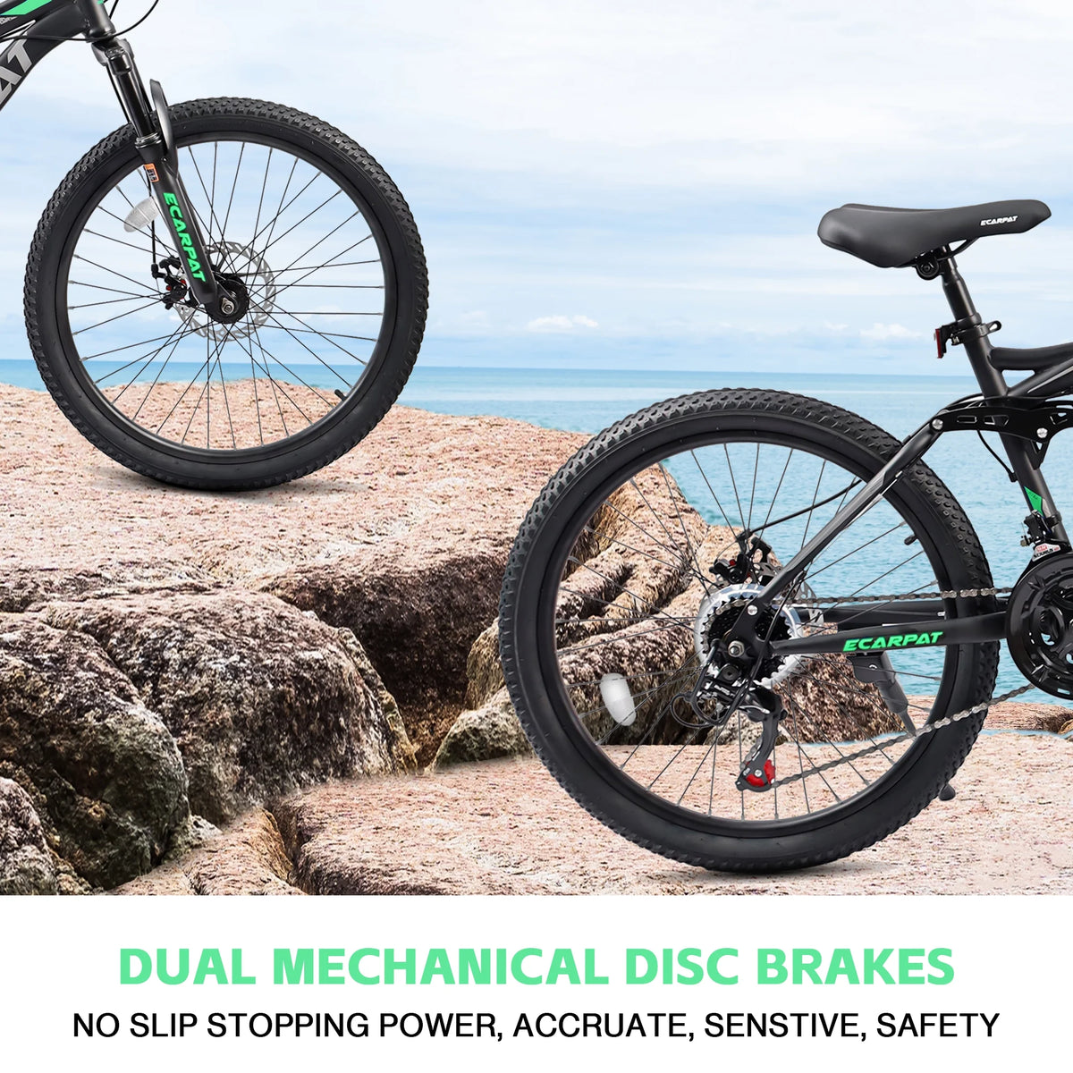 Ecarpat 26 in Mountain Bike, 21 - Speed Bike with Dual Suspension, High - Carbon Steel Frame and Disc Brakes, MTB Commuter Bicycles for Men Women, Black - Blue