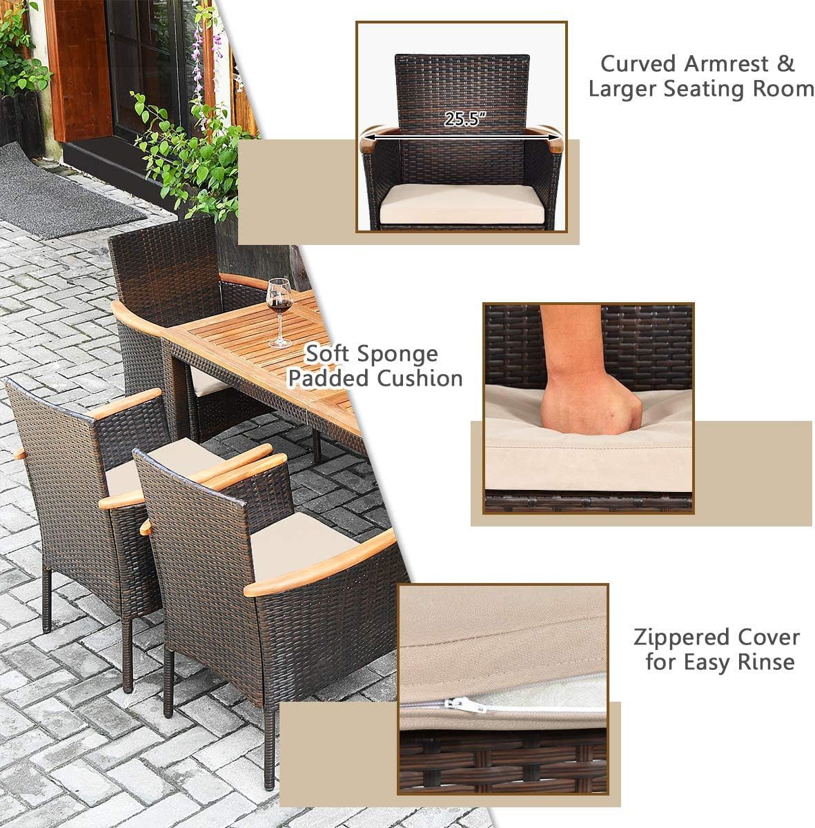 Tangkula Outdoor Patio Wicker Chairs Set of 6 for Poolside - Product image 8