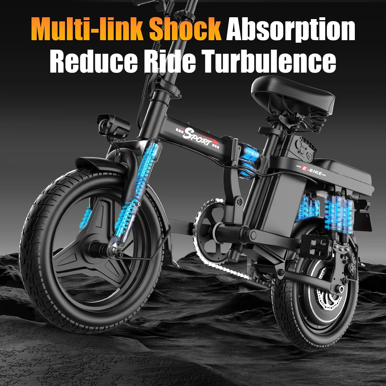 AZHAR 1200W Foldable Electric Bike for Adults, 48V 15ah Removable Battery, 14" Ebike, UL 2849 - Product image 6