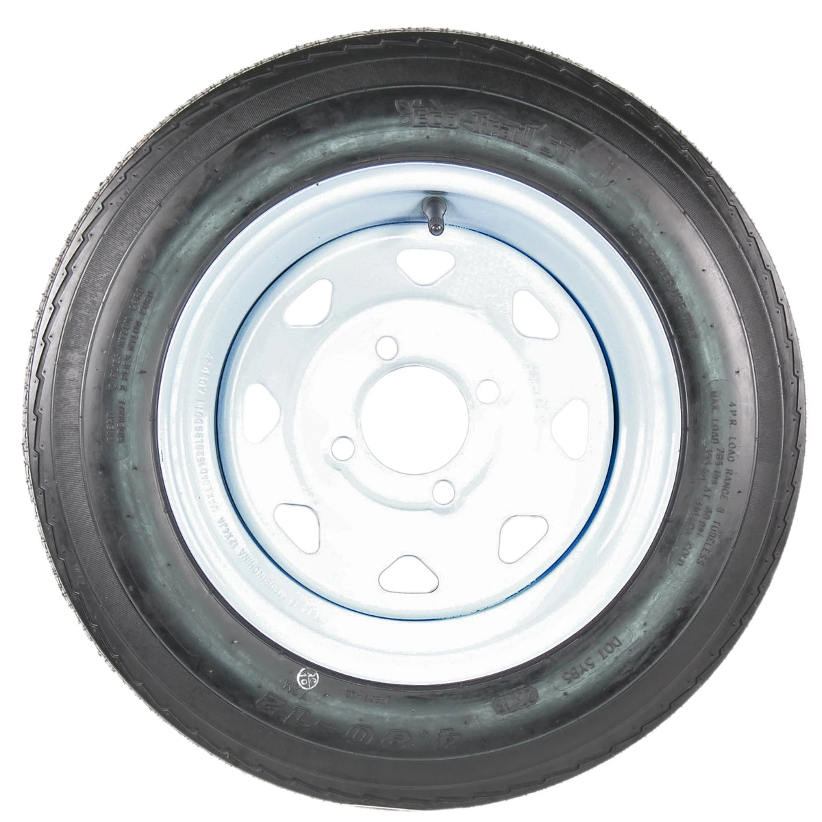 Ecustomrim 2 - Pack Trailer Tires on Rims 4.80 - 12 480 - 12 4.80 x 12 Load B 4 Lug White Wheel - Product image 2