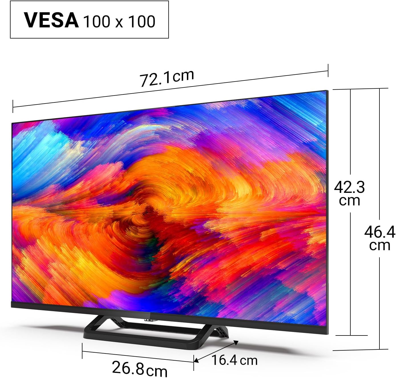 TuTu Televisions 32 Inches (80 cm) LED Central Stand TV HD Ready Triple Tuner (DVB-C / T2 / S2) HDMI x2 CI+ Media Player USB 2.0 Hotel Mode Dolby Audio 2024