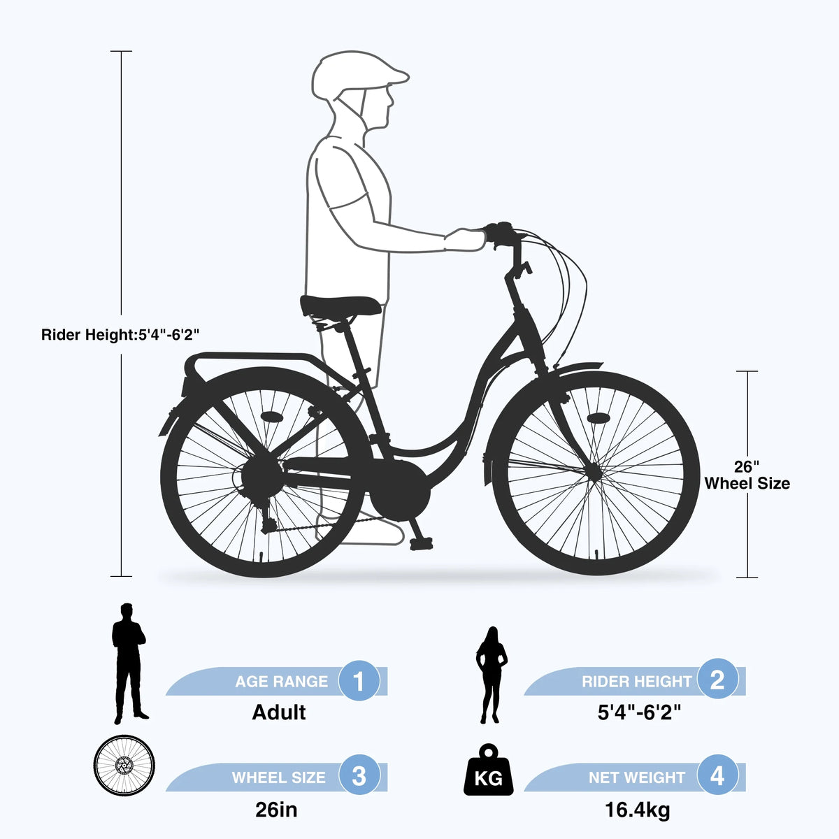 26 in Women'S Bike, Adult Cruiser Bicycle Shimano 7 Speed Steel Frame City Commuter Bike for Ladies, Green - Product image 4
