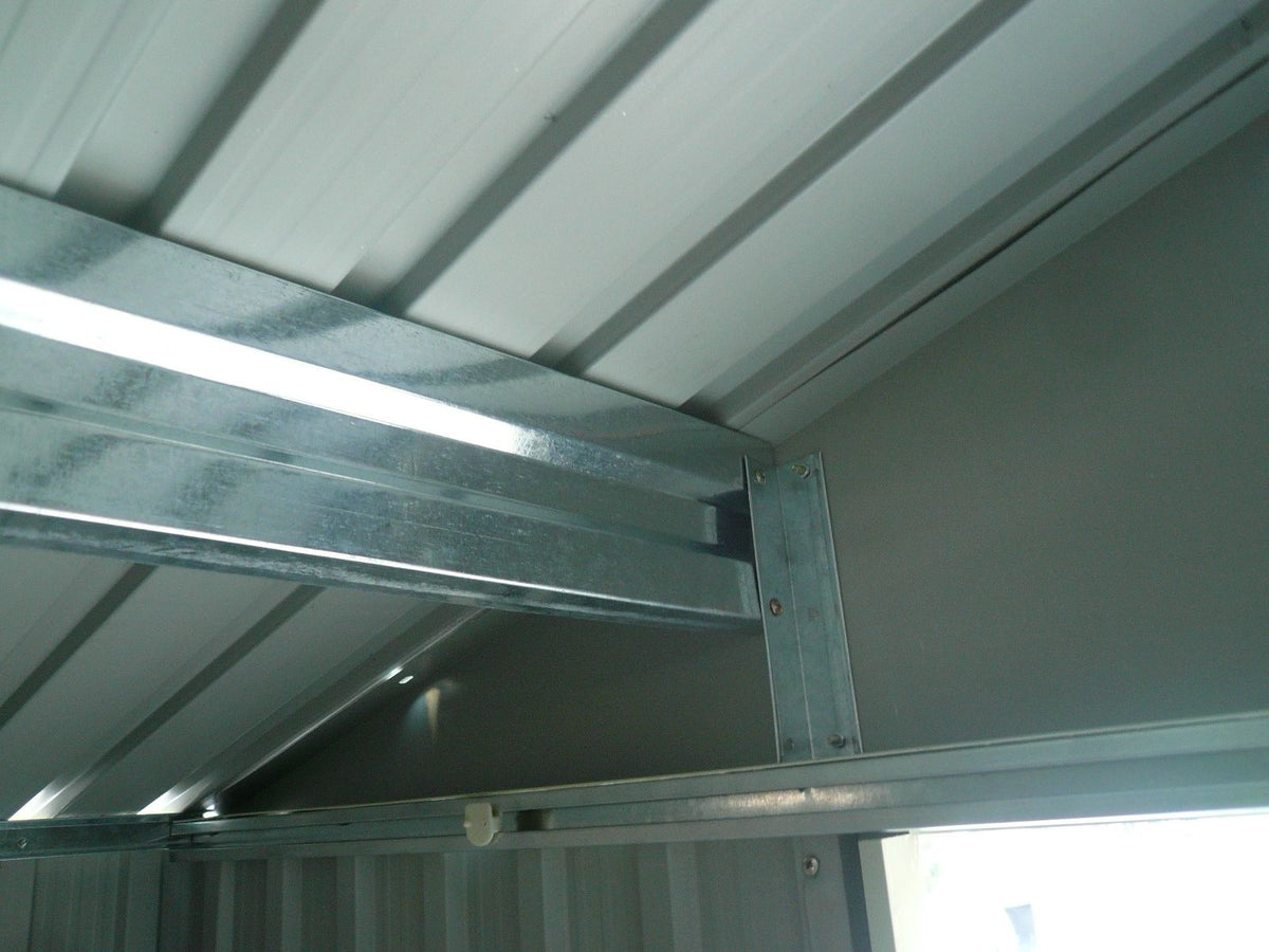 Galvanized Sheet Garden Shed Tool Storage Shed Double Door 2 Vents, 277x191x192cm, Gray and White -