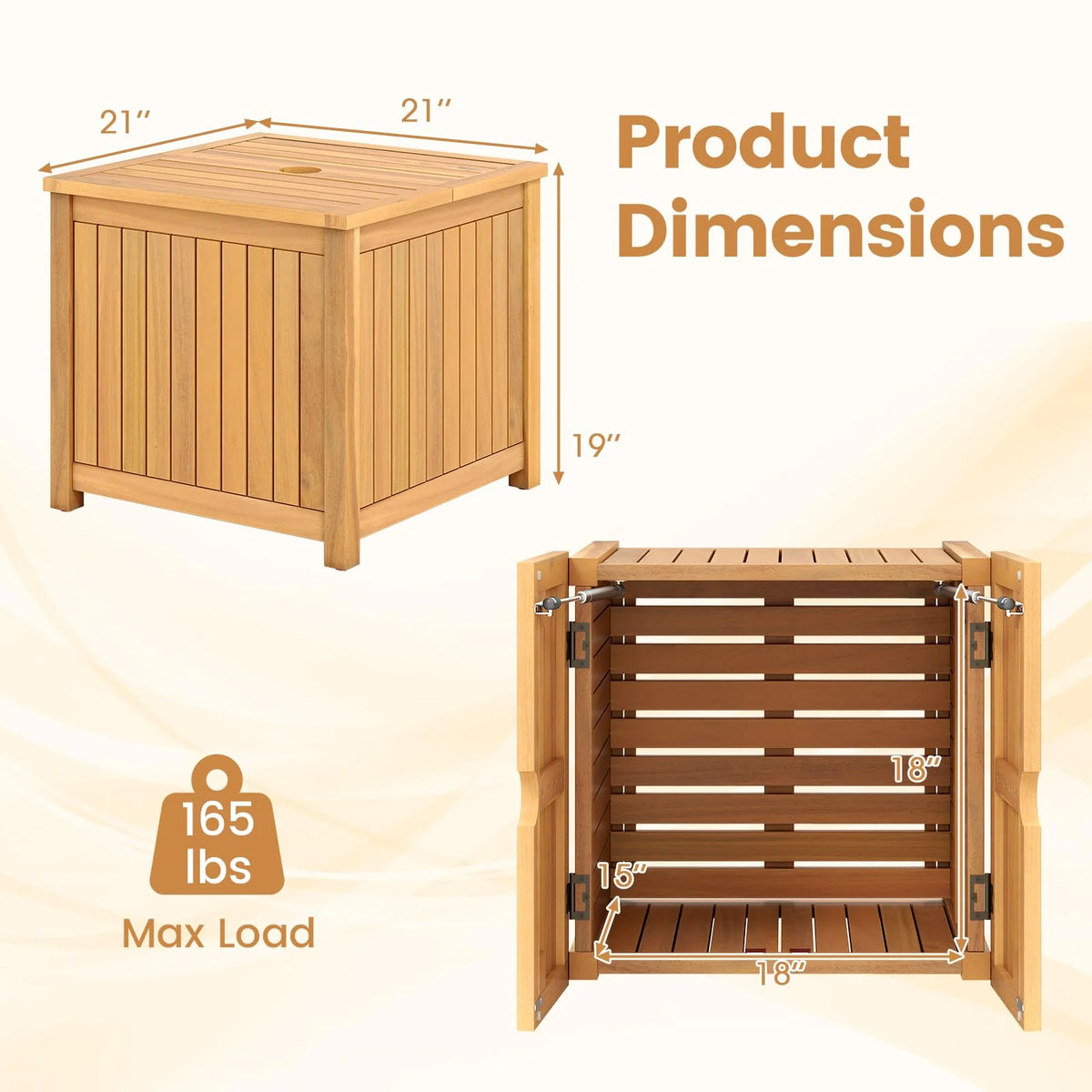 Tangkula 2-in-1 Outdoor Side Table with Storage Acacia Wood Slatted Coffee Table Square Slatted End Storage - Product image 3