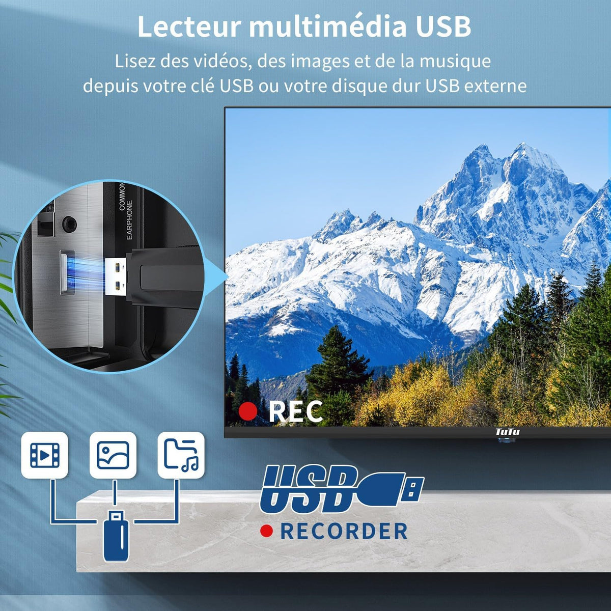 TuTu Televisions 32 Inches (80 cm) LED Central Stand TV HD Ready Triple Tuner (DVB-C / T2 / S2) HDMI x2 CI+ Media Player USB 2.0 Hotel Mode Dolby Audio 2024