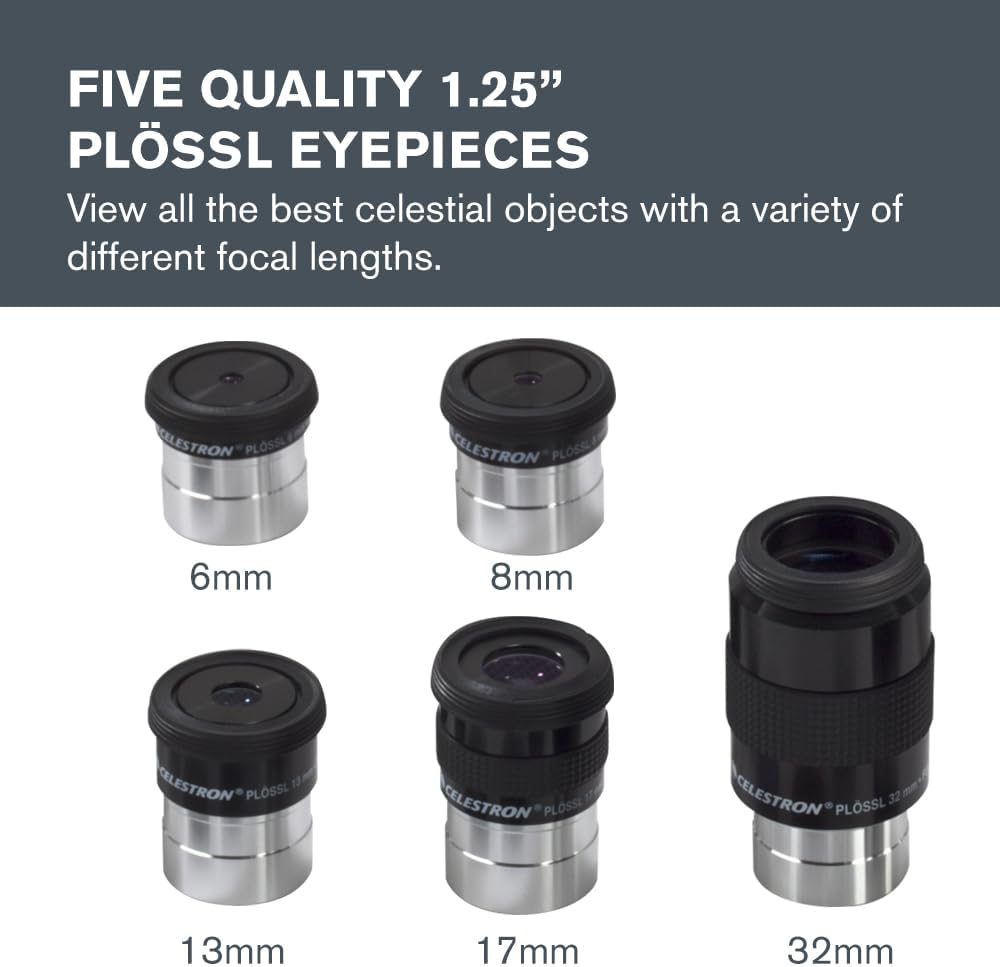 Celestron 94303 1.25 Inch Eyepiece and Filter Kit - 14 Pieces in Foam-Lined Metal Carrying Case, Silver