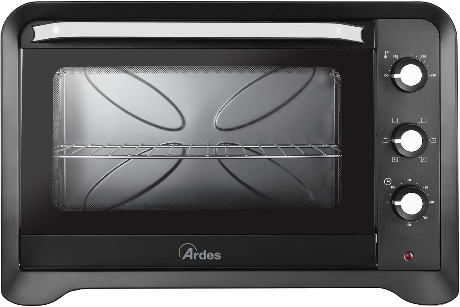 ARDES - AR6264PB Ventilated electric oven 64 liter capacity with internal light 6 cooking functions double glazed timer with MAGNUS accessories, Black