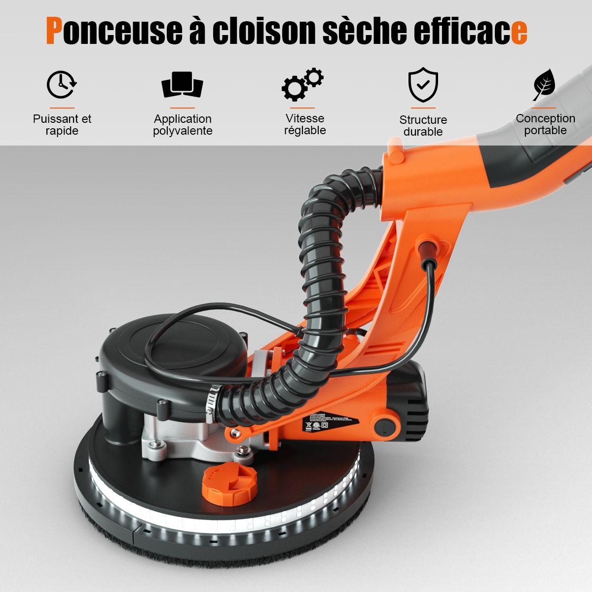 750W Plasterboard Sander with LED Light 6 Variable Speeds 800-1750 rpm -