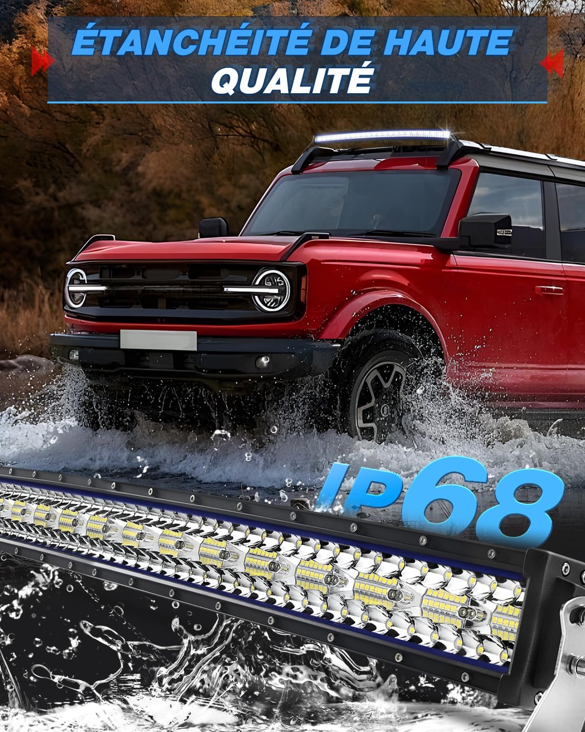 BraveWAY 52 Inch Slim Curved LED Ramp Bar 480W 32500LM, Triple Row LED Bar 4x4 Flood Light with Harness Kit for 4x4 Tractor Car Truck SUV ATV, 12V 24V