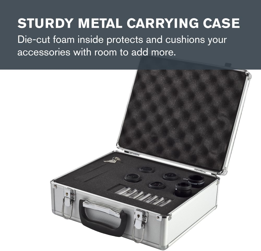 Celestron 94303 1.25 Inch Eyepiece and Filter Kit - 14 Pieces in Foam-Lined Metal Carrying Case, Silver