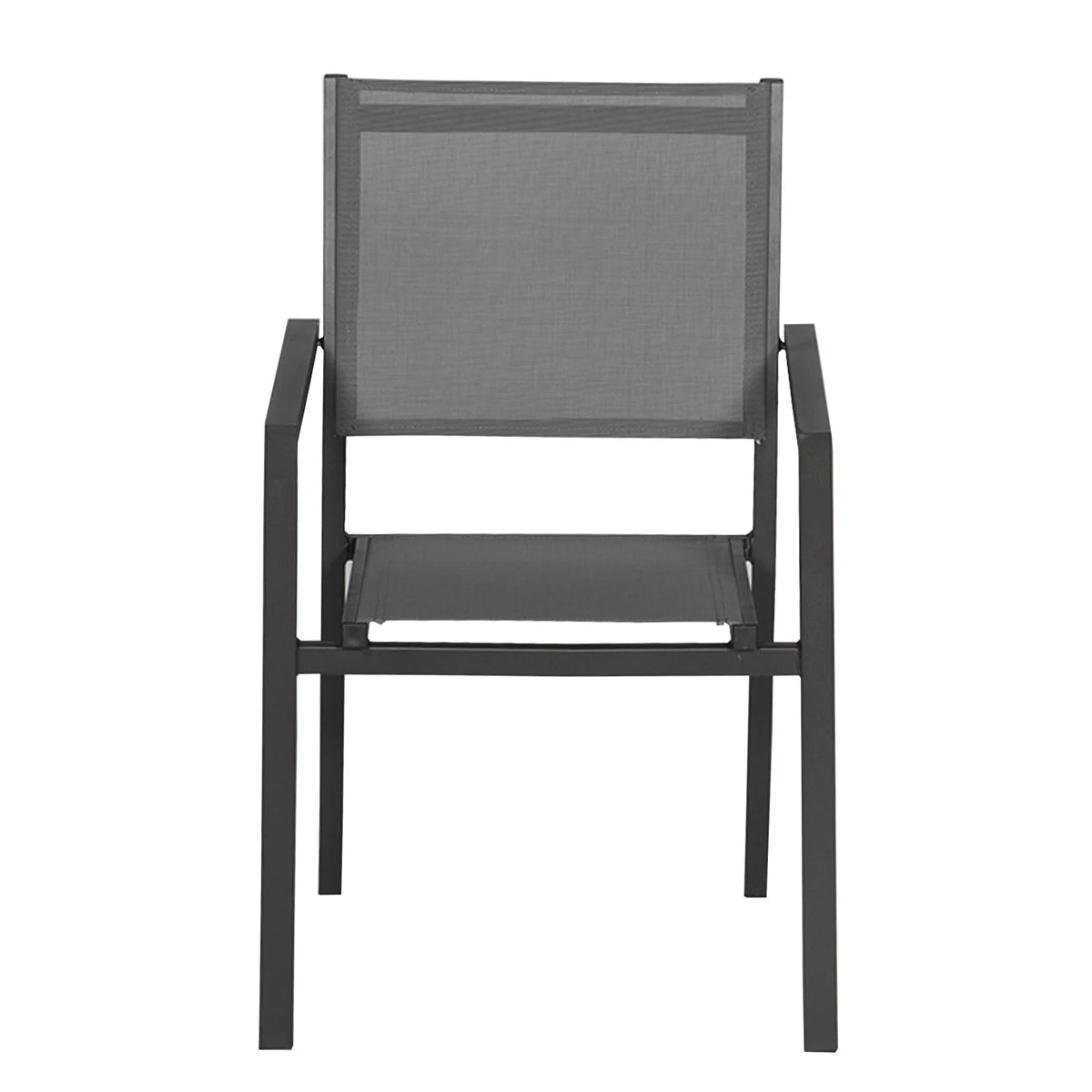 Set of 8 chairs in anthracite aluminum - gray textilene -