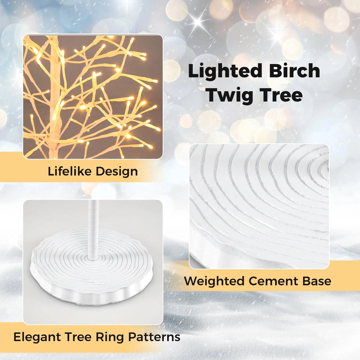 Tangkula Christmas Outdoor Lighted Birch Tree Pre-lit Decor with Warm White Light LED Lights - Product image 7
