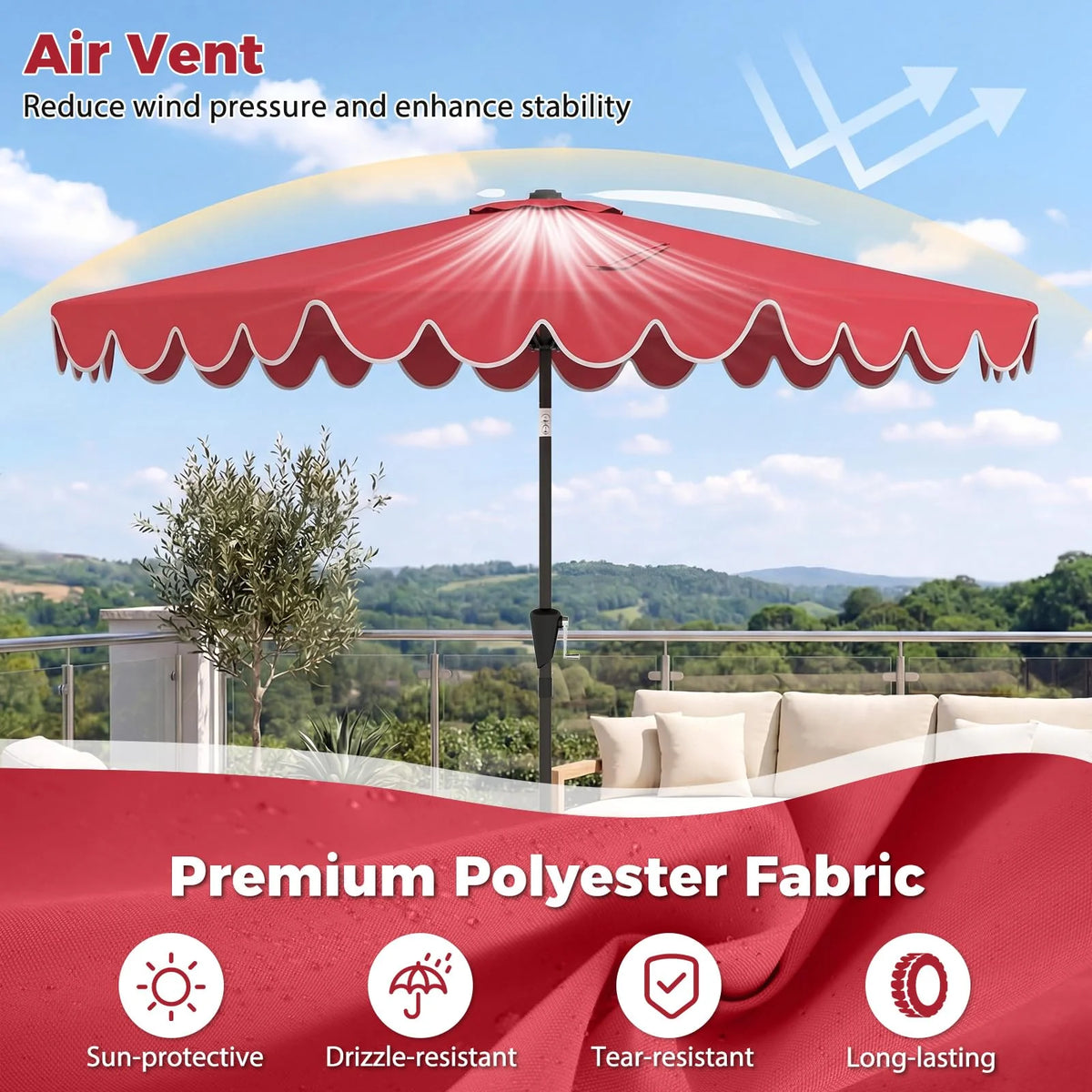Tangkula 10 FT Patio Umbrella with Base Included with 2 Sandbags - Product image 3