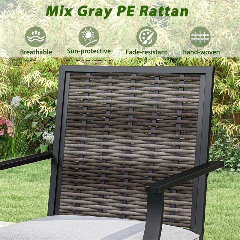 Outdoor PE Wicker Swivel Bar Stools Set of 2, Metal Frame Counter Height Patio Chairs with Back & Cushions - Product image 8