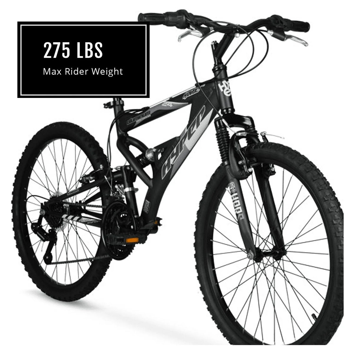24" Hyper Bicycles Havoc Mountain Bike, Youth/Adult, Recommended Ages 10 - 14 Years Old, Black - Product image 6
