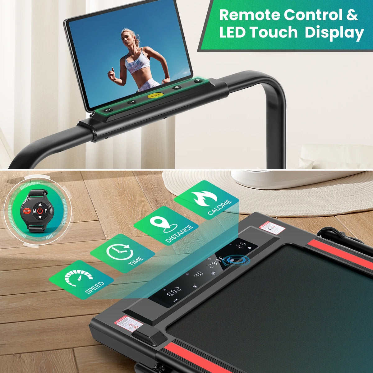 2 in 1 Walking Pad Treadmill with Incline, 2.5HP Under Desk Treadmill with Handle Remote Control & LED - Product image 17
