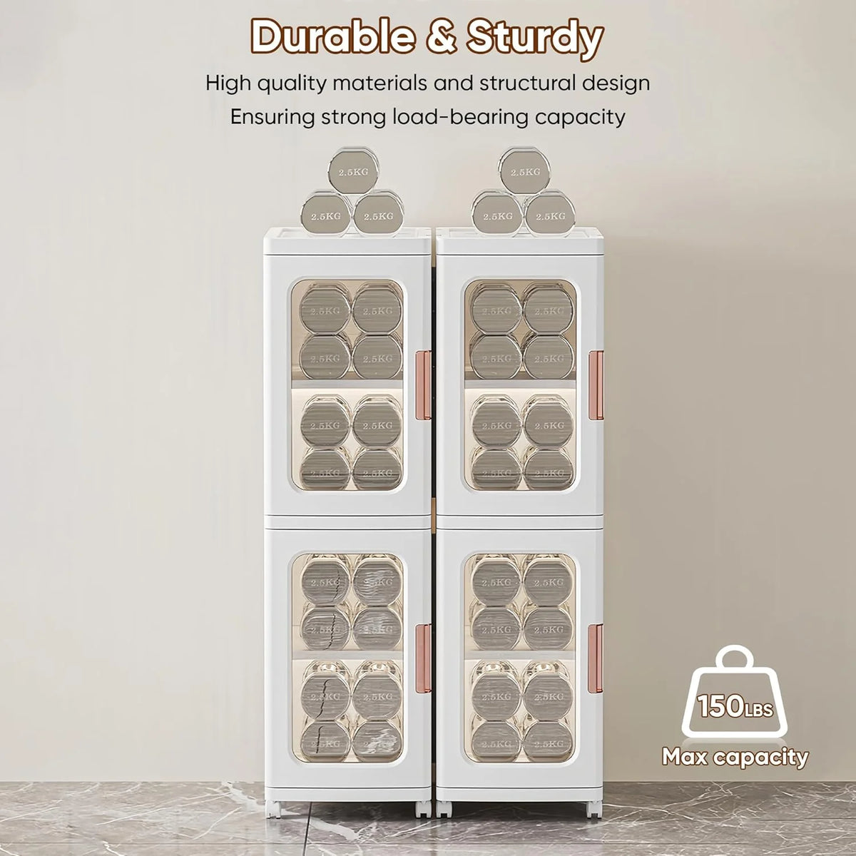 Slim Kitchen Pantry Storage Cabinet with Doors and Shelves, 3 - Tiers Plastic Narrow Storage Organizer - Product image 12