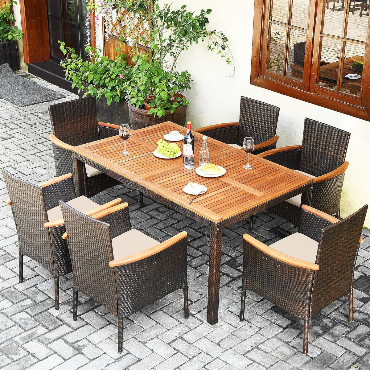 Tangkula Outdoor Patio Wicker Chairs Set of 6 for Poolside - Product image 5