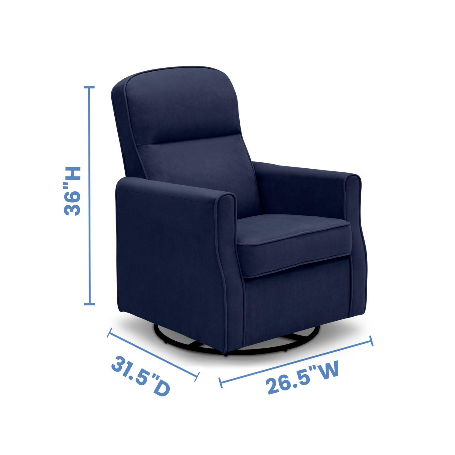 Delta Children Clair Slim Nursery Glider Swivel Rocker Chair. Navy - Product image 2