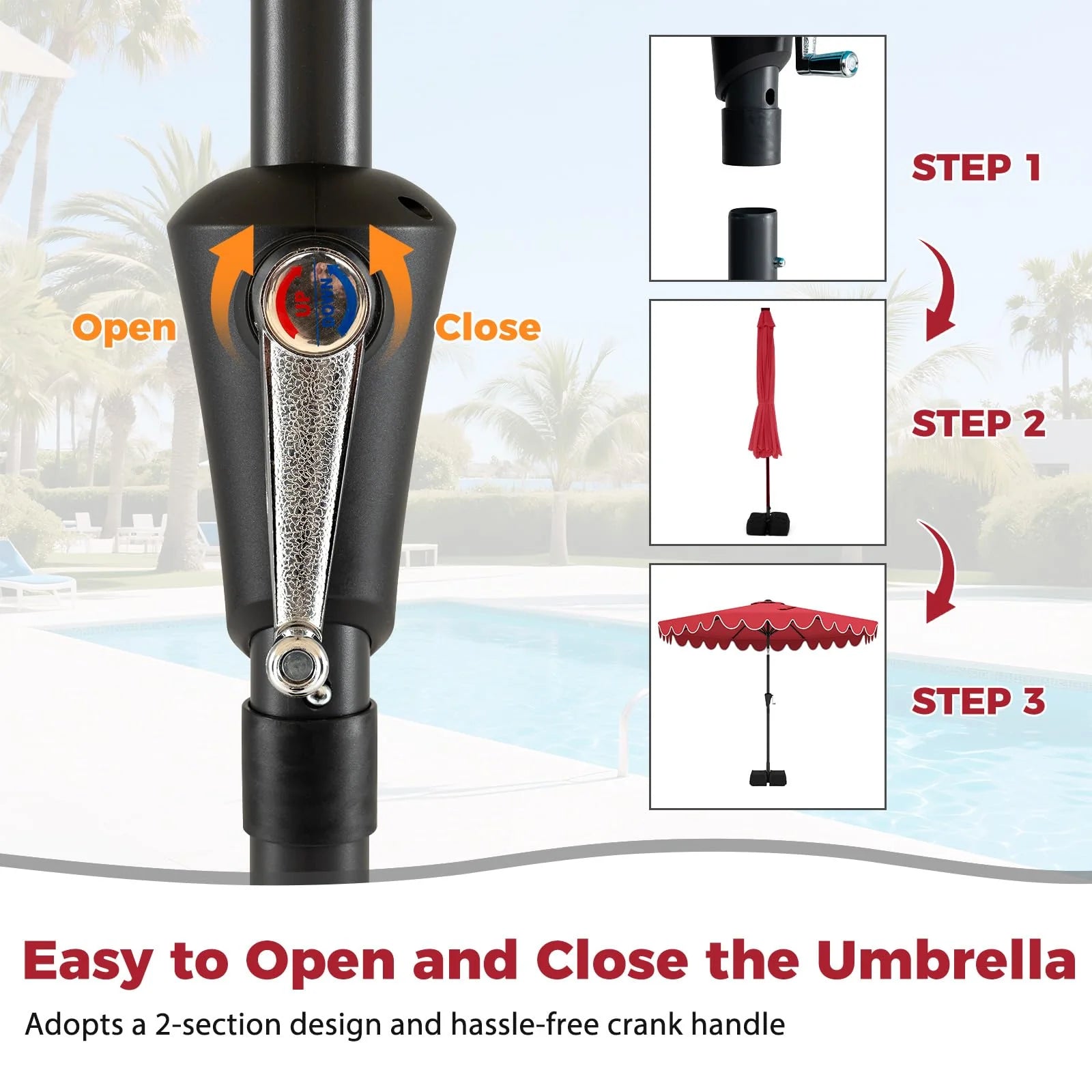 Tangkula 10 FT Patio Umbrella with Base Included with 2 Sandbags - Product image 7