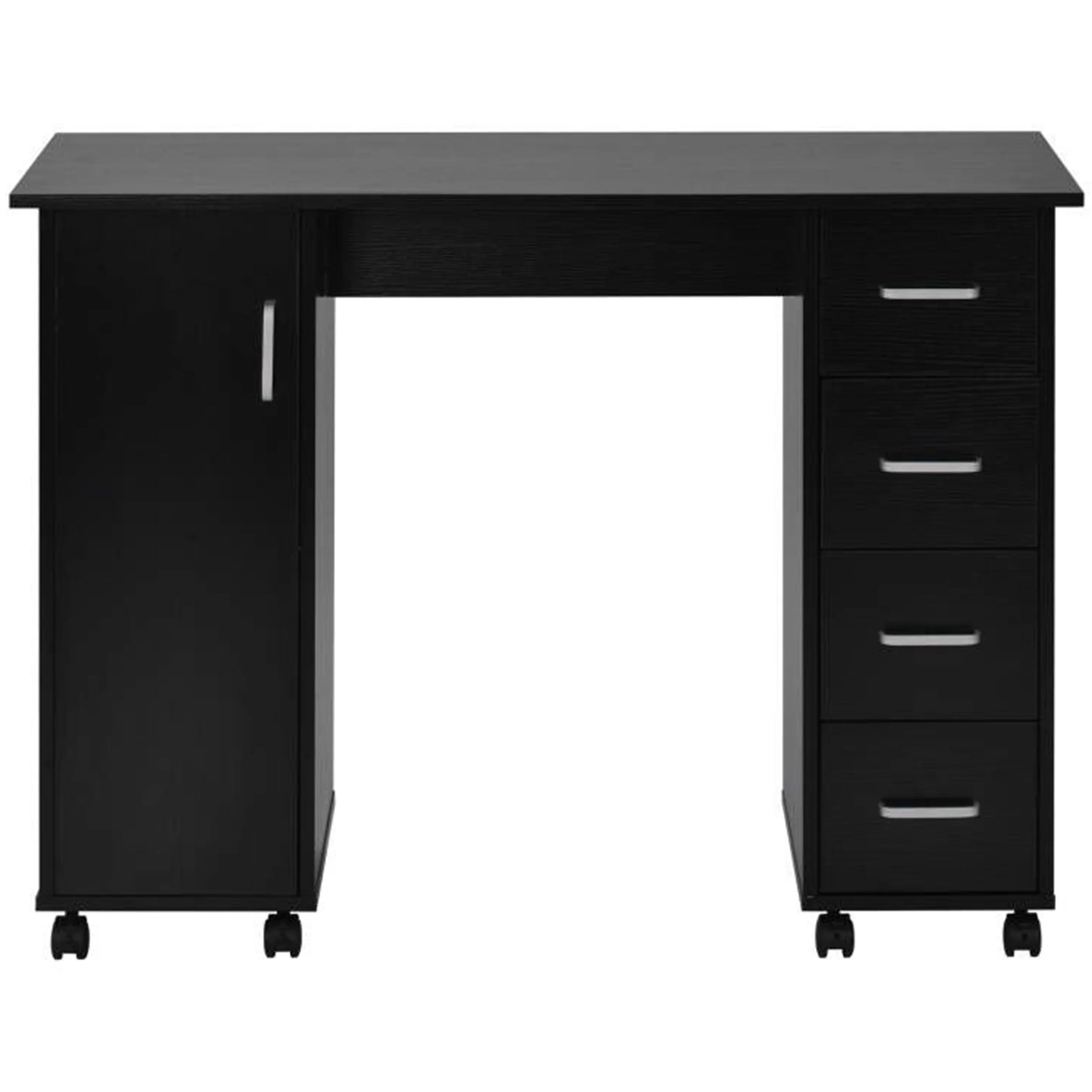 Sesslife White Computer Desk, Writing Desk with Lockable Wheels???modern Wood Study Desk with 4 Drawers - Product image 15