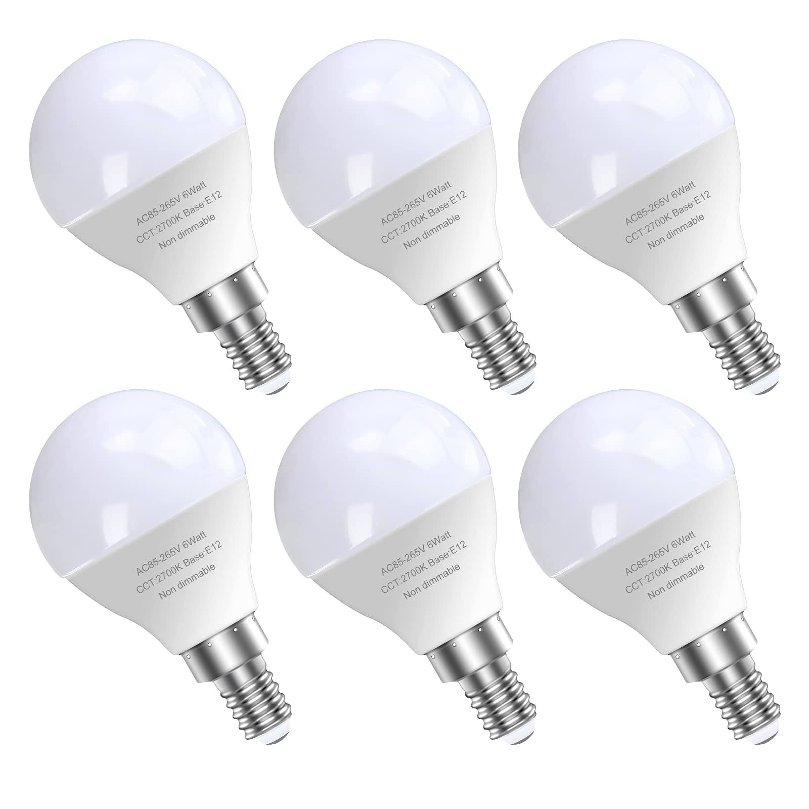 GOSCHE 6 Pack E12 LED Candelabra Light Bulbs, 60 Watt Equivalent, Warm White 2700K - Product image 1