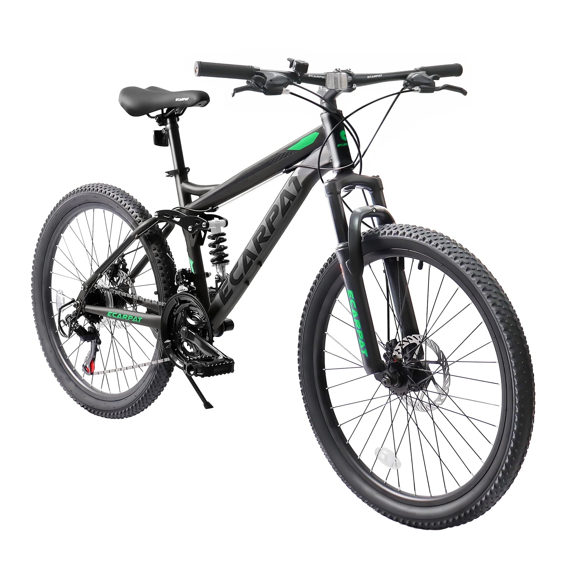 Ecarpat 26 in Mountain Bike, 21 - Speed Bike with Dual Suspension, High - Carbon Steel Frame and Disc Brakes, MTB Commuter Bicycles for Men Women, Black - Blue