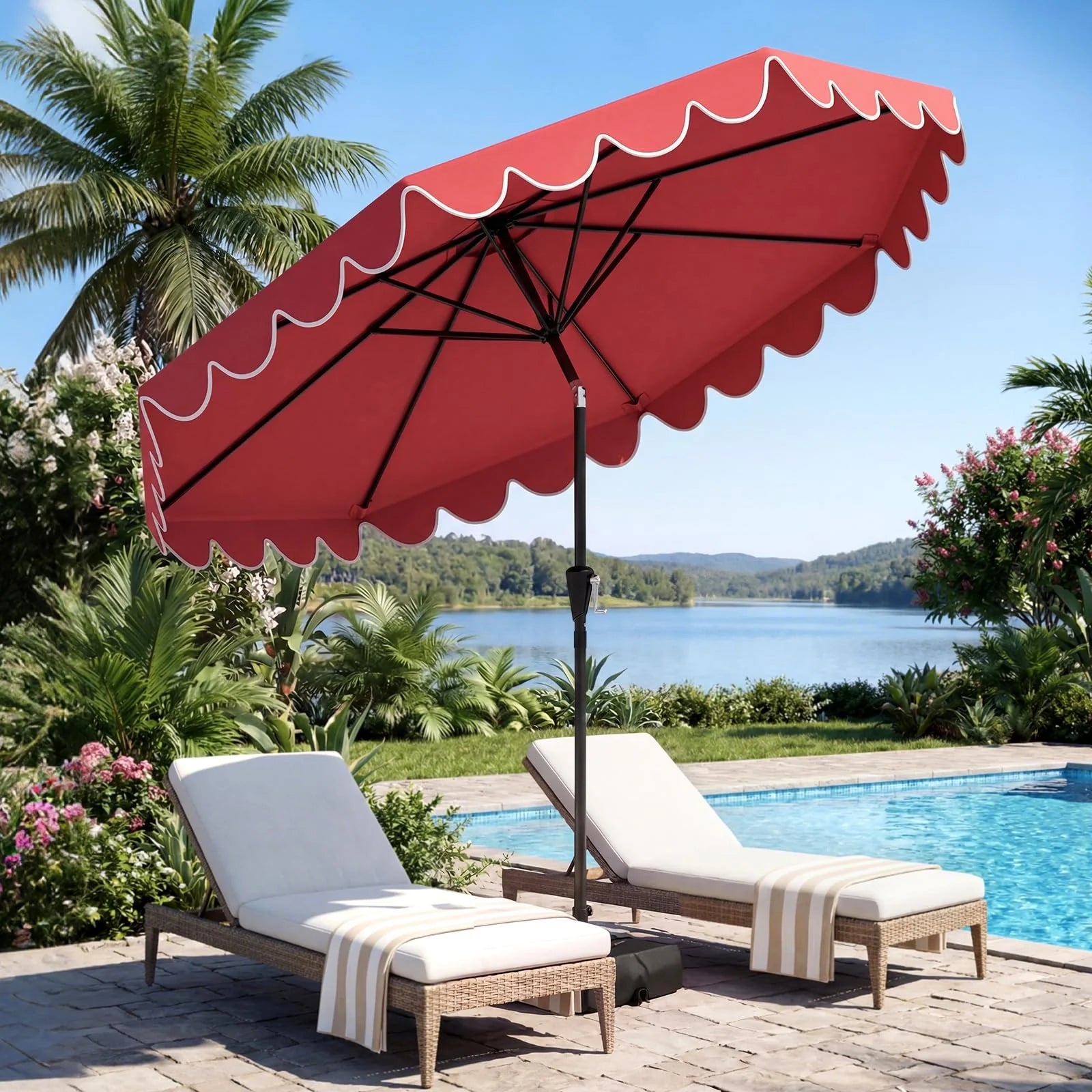 Tangkula 10 FT Patio Umbrella with Base Included with 2 Sandbags - Product image 2